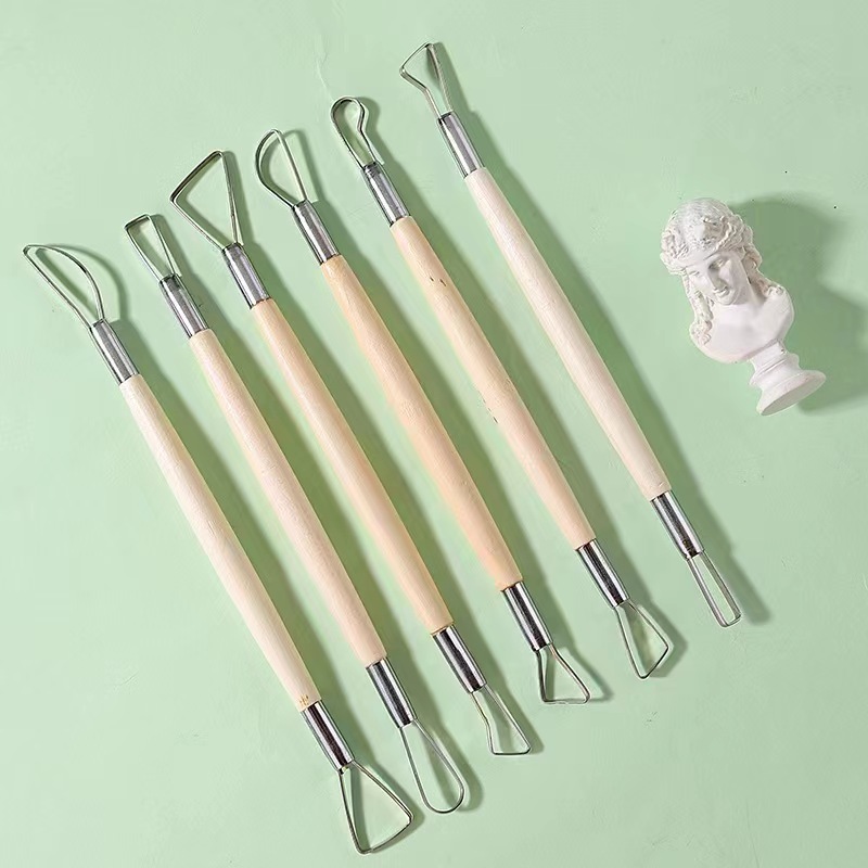 Craft Knife Set - 6 pçs cabo de madeira cera